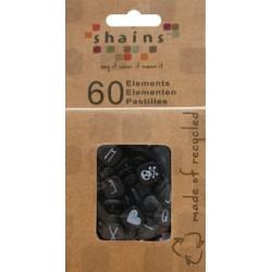 Pack de 60 pastilles noires lettres et icônes